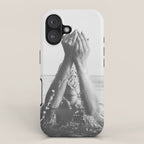 Wild and free, just like the sea - Female portrait black and white photography - photograph iPhone Case Gallery Image 1