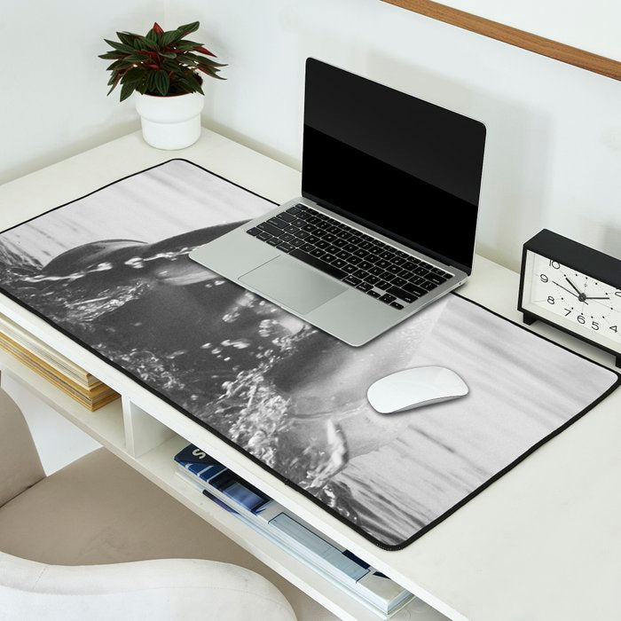 Wild and free, just like the sea - Female portrait black and white photography - photograph Desk Mat Gallery Image 2