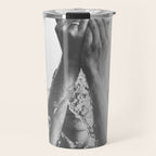 Wild and free, just like the sea - Female portrait black and white photography - photograph Travel Mug Gallery Image 1