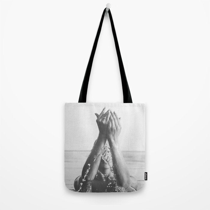 Wild and free, just like the sea - Female portrait black and white photography - photograph Tote Bag Gallery Image 2