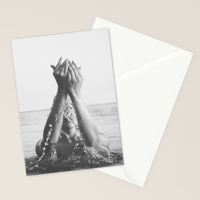 Wild and free, just like the sea - Female portrait black and white photography - photograph Stationery Card Gallery Image 2