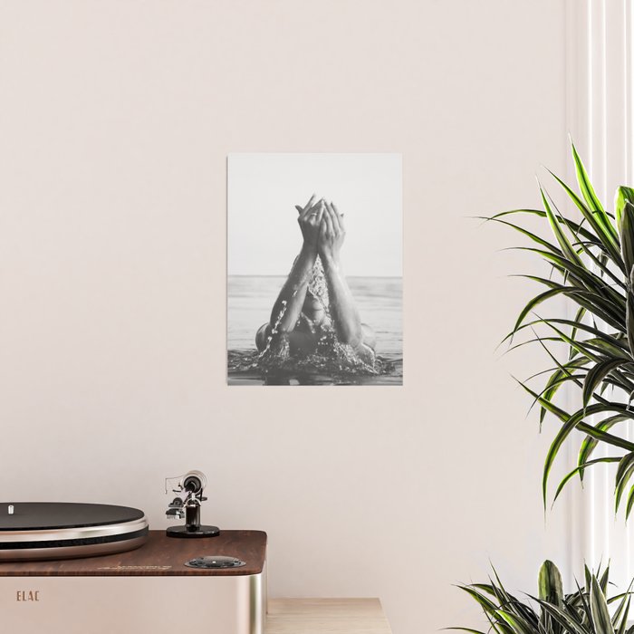 Wild and free, just like the sea - Female portrait black and white photography - photograph Poster Gallery Image 2