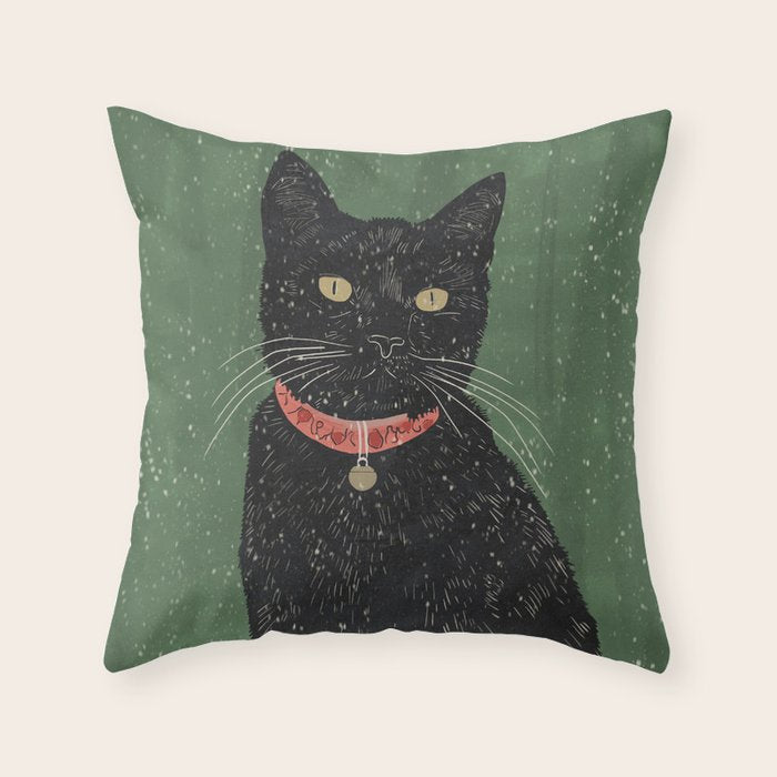 Black Cat 8 Throw Pillow Gallery Image 1