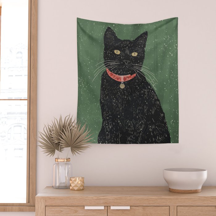 Black Cat 8 Wall Tapestry Gallery Image 2