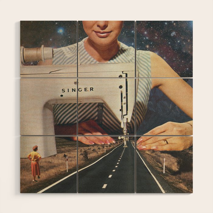This is how a road gets made - Sewing Machine, A mindful journey  Wood Wall Art Gallery Image 1