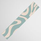 Modern Liquid Swirl Abstract Pattern in Light Celadon Blue and Buff Table Runner Gallery Image 3