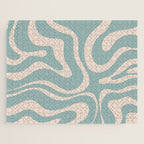 Modern Liquid Swirl Abstract Pattern in Light Celadon Blue and Buff Jigsaw Puzzle Gallery Image 1