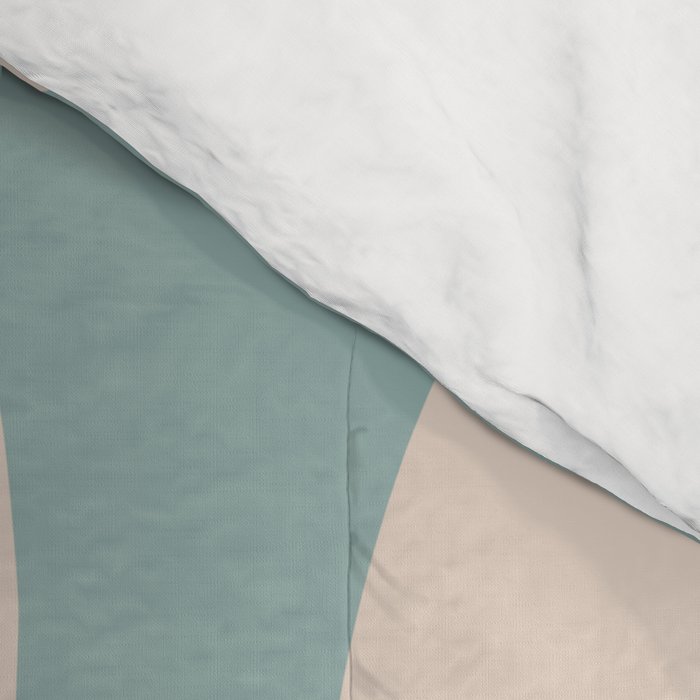 Modern Liquid Swirl Abstract Pattern in Light Celadon Blue and Buff Comforter Gallery Image 4
