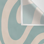 Modern Liquid Swirl Abstract Pattern in Light Celadon Blue and Buff Wall Tapestry Gallery Image 3