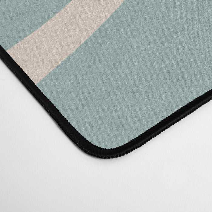 Modern Liquid Swirl Abstract Pattern in Light Celadon Blue and Buff Desk Mat Gallery Image 4