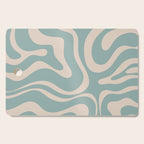 Modern Liquid Swirl Abstract Pattern in Light Celadon Blue and Buff Cutting Board Gallery Image 1