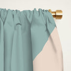 Modern Liquid Swirl Abstract Pattern in Light Celadon Blue and Buff Window Curtain Gallery Image 2