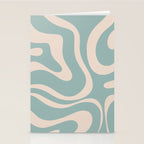Modern Liquid Swirl Abstract Pattern in Light Celadon Blue and Buff Stationery Card Gallery Image 2