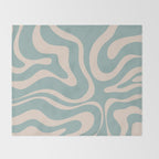 Modern Liquid Swirl Abstract Pattern in Light Celadon Blue and Buff Throw Blanket Gallery Image 2