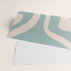 Modern Liquid Swirl Abstract Pattern in Light Celadon Blue and Buff Wrapping Paper Gallery Image 2