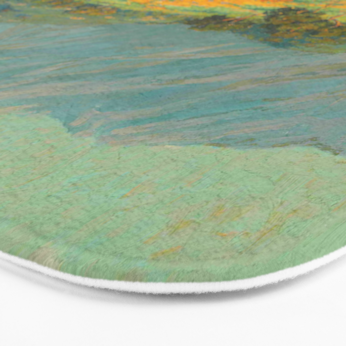 Granville Redmond snow cap spring landscape painting orange flowers green field Bath Mat Gallery Image 3