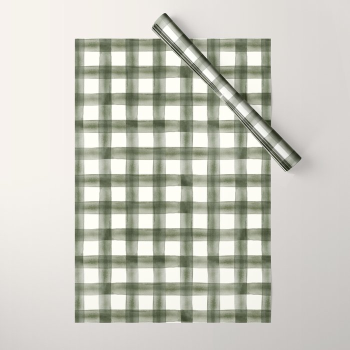 watercolor plaid - dark green Wrapping Paper Gallery Image 1