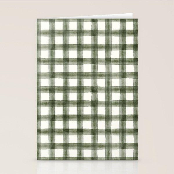 watercolor plaid - dark green Stationery Card Gallery Image 2