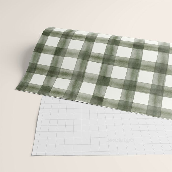 watercolor plaid - dark green Wrapping Paper Gallery Image 2