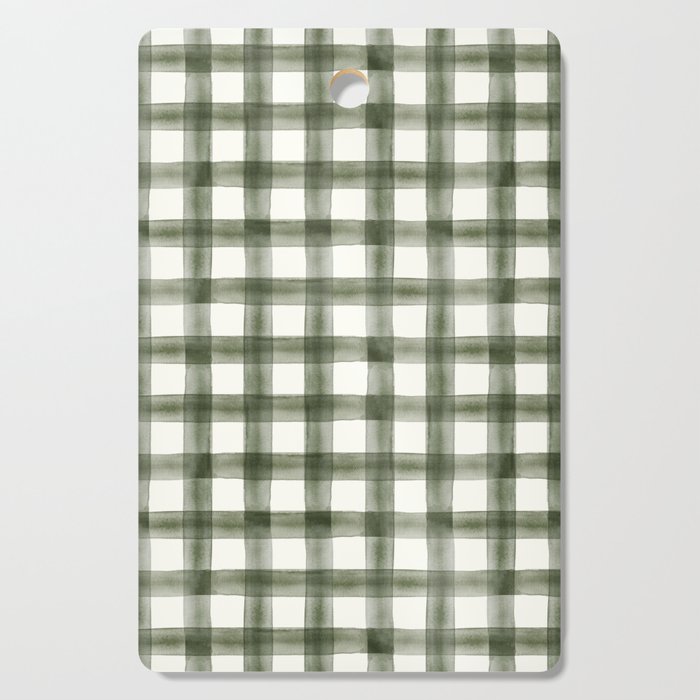 watercolor plaid - dark green Cutting Board Gallery Image 1