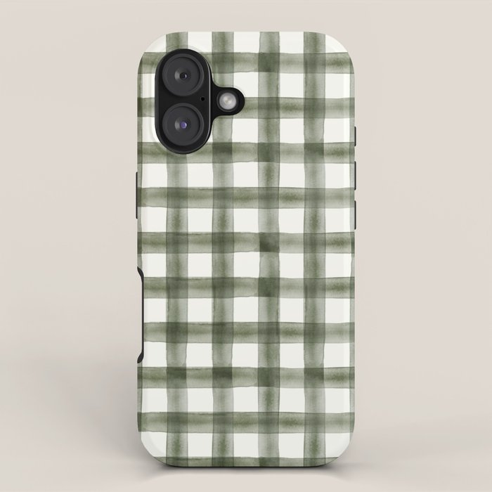 watercolor plaid - dark green iPhone Case Gallery Image 1