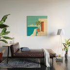 Mediterranean Balcony Orange Tree Wood Wall Art Gallery Image 2