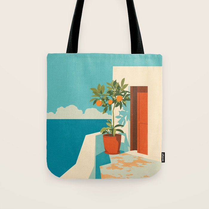 Mediterranean Balcony Orange Tree Tote Bag Gallery Image 1