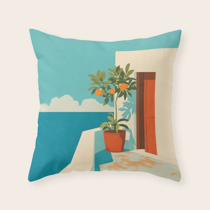 Mediterranean Balcony Orange Tree Throw Pillow Gallery Image 6