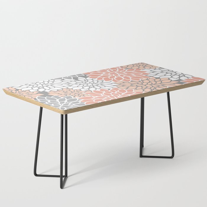 Dahlia Floral Blooms, Peach and Gray Coffee Table Gallery Image 1