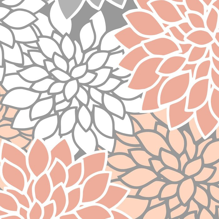 Dahlia Floral Blooms, Peach and Gray Coffee Mug Gallery Image 2