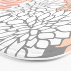 Dahlia Floral Blooms, Peach and Gray Bath Mat Gallery Image 3