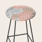 Dahlia Floral Blooms, Peach and Gray Stool Gallery Image 2