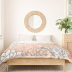 Dahlia Floral Blooms, Peach and Gray Duvet Cover Gallery Image 3