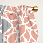 Dahlia Floral Blooms, Peach and Gray Window Curtain Gallery Image 2