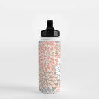 Dahlia Floral Blooms, Peach and Gray Water Bottle Gallery Image 2