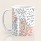 Dahlia Floral Blooms, Peach and Gray Coffee Mug Gallery Image 3