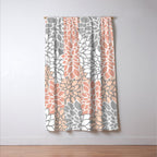 Dahlia Floral Blooms, Peach and Gray Window Curtain Gallery Image 3