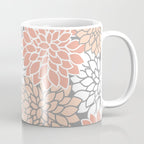 Dahlia Floral Blooms, Peach and Gray Coffee Mug Gallery Image 1