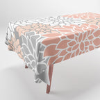 Dahlia Floral Blooms, Peach and Gray Tablecloth Gallery Image 1