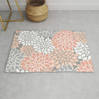 Dahlia Floral Blooms, Peach and Gray Rug Gallery Image 1