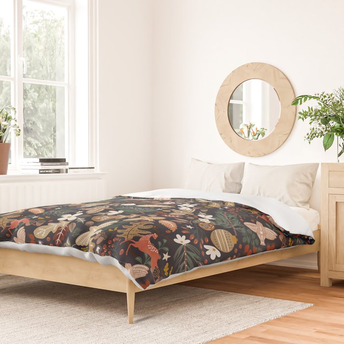 Christmas night forest ornaments Duvet Cover Gallery Image 2