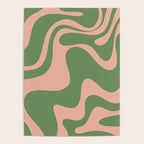 Retro Liquid Swirl Contemporary Abstract Pattern 2 in Blush Pink and Vintage Green Poster Gallery Image 4