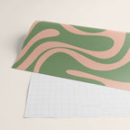 Retro Liquid Swirl Contemporary Abstract Pattern 2 in Blush Pink and Vintage Green Wrapping Paper Gallery Image 2