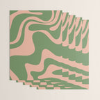 Retro Liquid Swirl Contemporary Abstract Pattern 2 in Blush Pink and Vintage Green Wrapping Paper Gallery Image 3