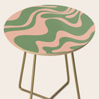 Retro Liquid Swirl Contemporary Abstract Pattern 2 in Blush Pink and Vintage Green Side Table Gallery Image 2