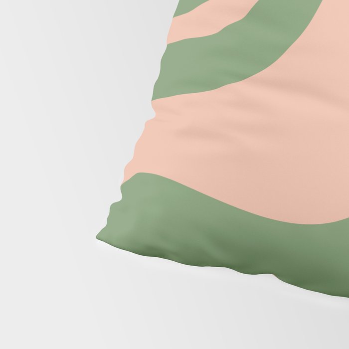 Retro Liquid Swirl Contemporary Abstract Pattern 2 in Blush Pink and Vintage Green Pillow Sham Gallery Image 4