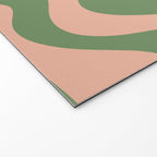 Retro Liquid Swirl Contemporary Abstract Pattern 2 in Blush Pink and Vintage Green Welcome Mat Gallery Image 2