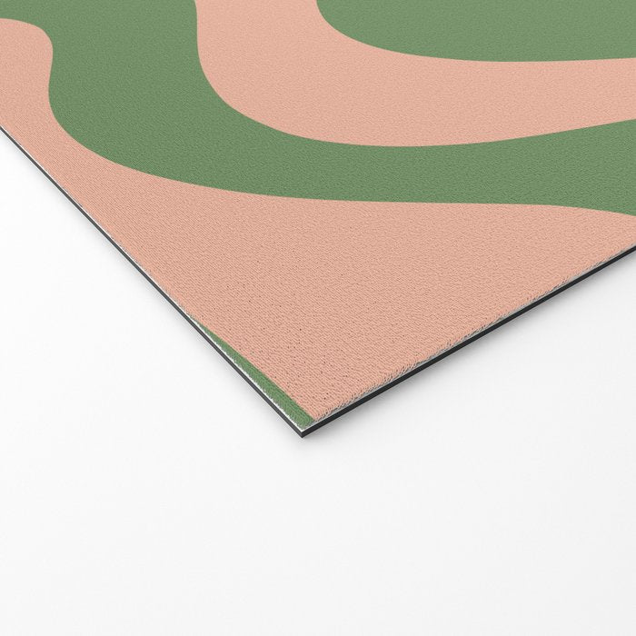 Retro Liquid Swirl Contemporary Abstract Pattern 2 in Blush Pink and Vintage Green Welcome Mat Gallery Image 2