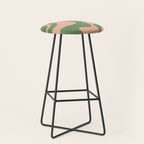 Retro Liquid Swirl Contemporary Abstract Pattern 2 in Blush Pink and Vintage Green Stool Gallery Image 1