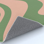 Retro Liquid Swirl Contemporary Abstract Pattern 2 in Blush Pink and Vintage Green Rug Gallery Image 4